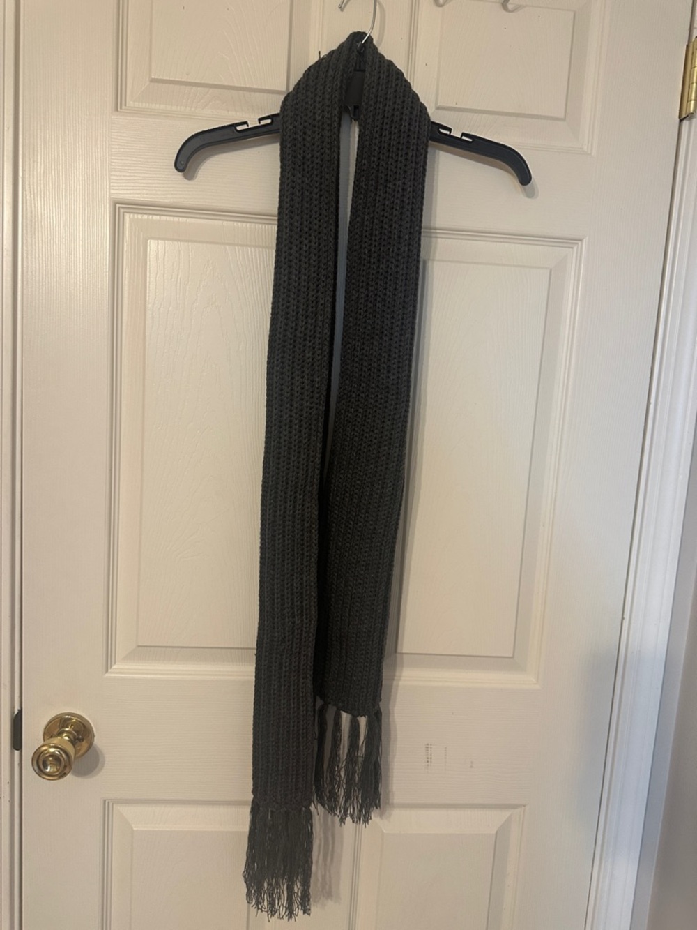 Knit Fringe unisex Scarf - Dark Gray